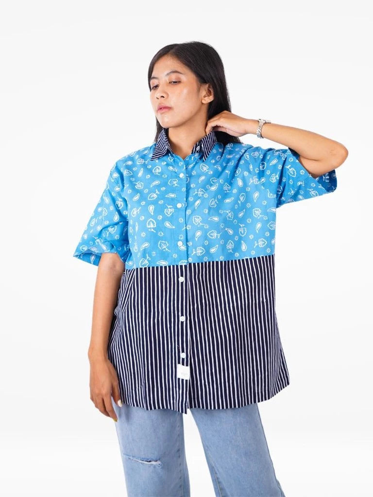 Batik ENOM - Blus Gandes - Batik Cap Bahan Katun -Blouse Batik Wanita - Patchwork Series