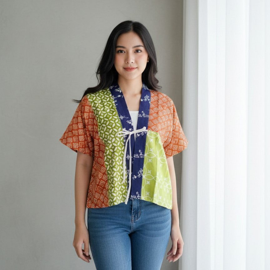 Batik ENOM - Outer Mirae -  Batik Cap Bahan Katun - Ressa  - Outer Batik Modern Wanita - Astacala Series