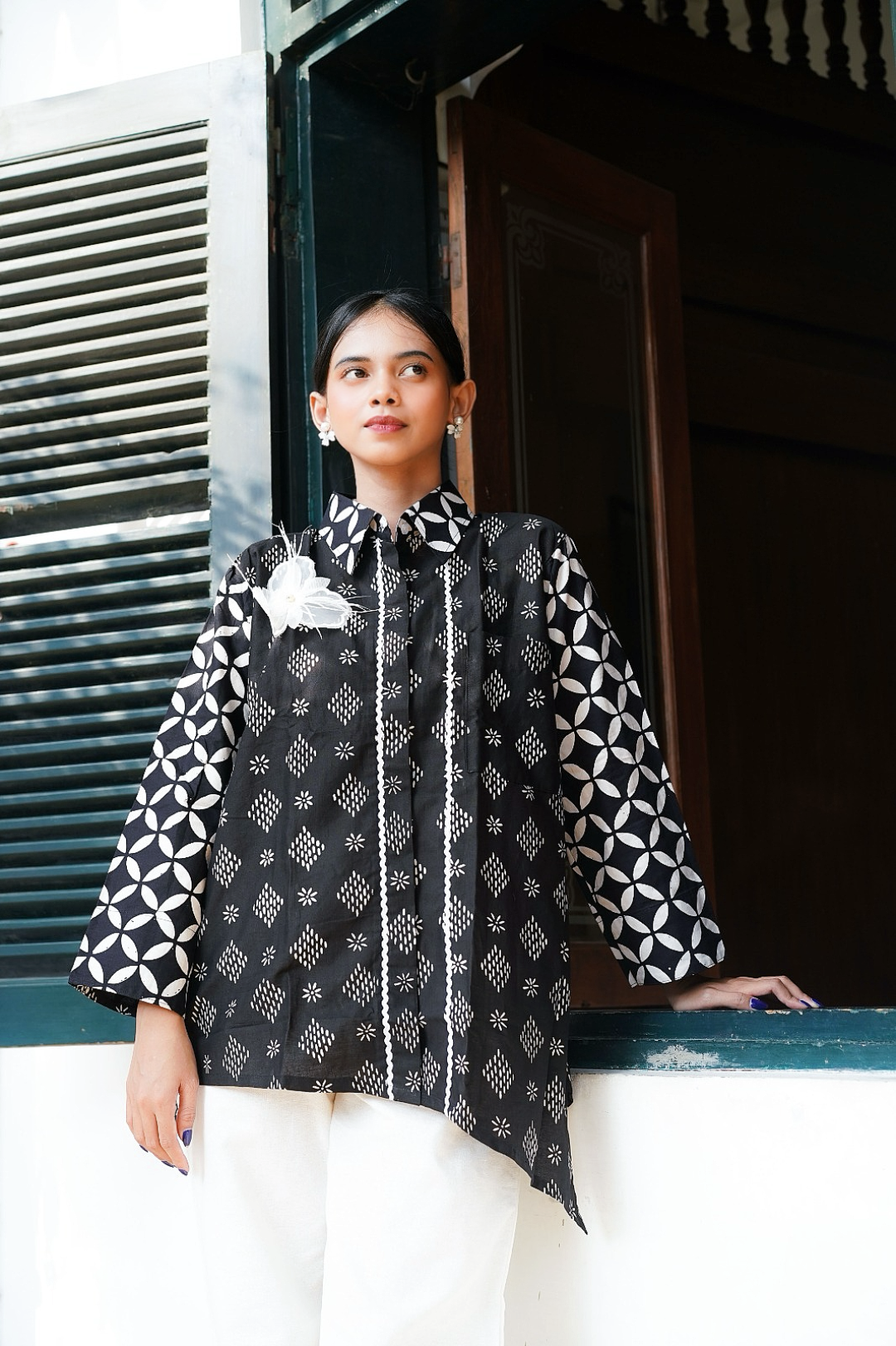 Batik ENOM - Blouse Shakira & Shania - Batik Cap Bahan Katun - Blouse Atasan Batik Wanita - Onyx Series