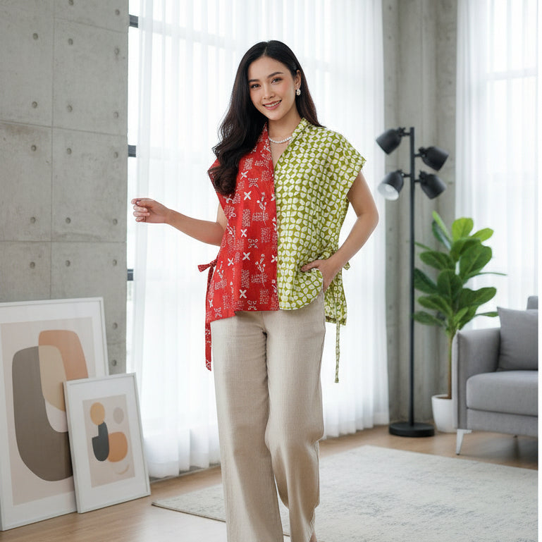 Batik ENOM - Blus Luma -  Batik Cap Bahan Katun - Blus Batik Modern Wanita - Astacala Series