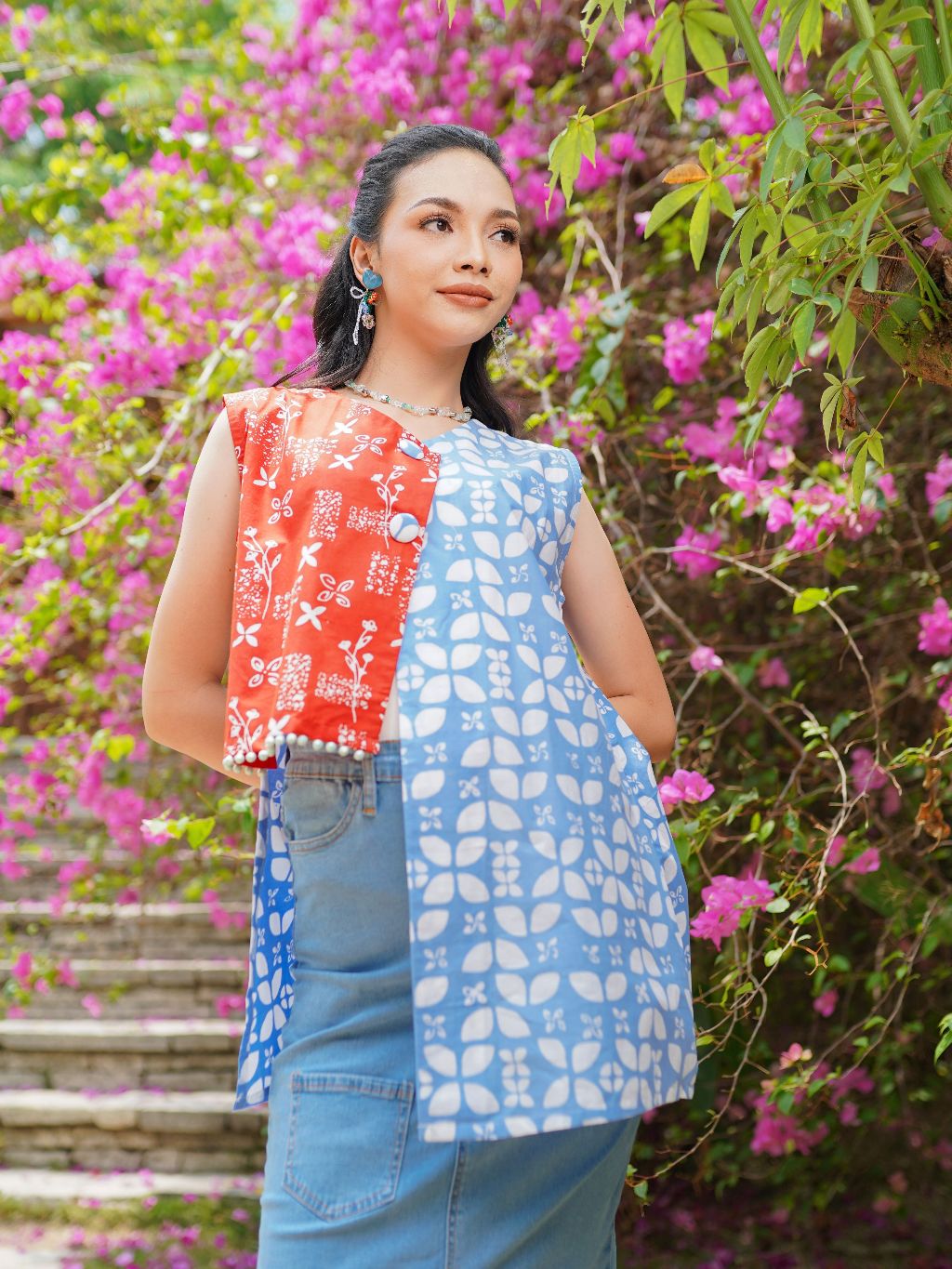 Batik ENOM - Outer Rivera Batik Cap Bahan Katun  - Batik Wanita Modern - Batik Wanita Premium - Saujana Series