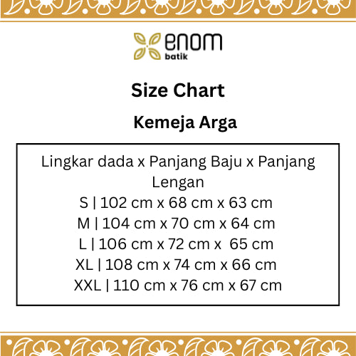 Batik ENOM - Kemeja Arga  Batik Cap Bahan Katun - Kemeja Batik Pria Lengan Panjang Modern - Saujana Series
