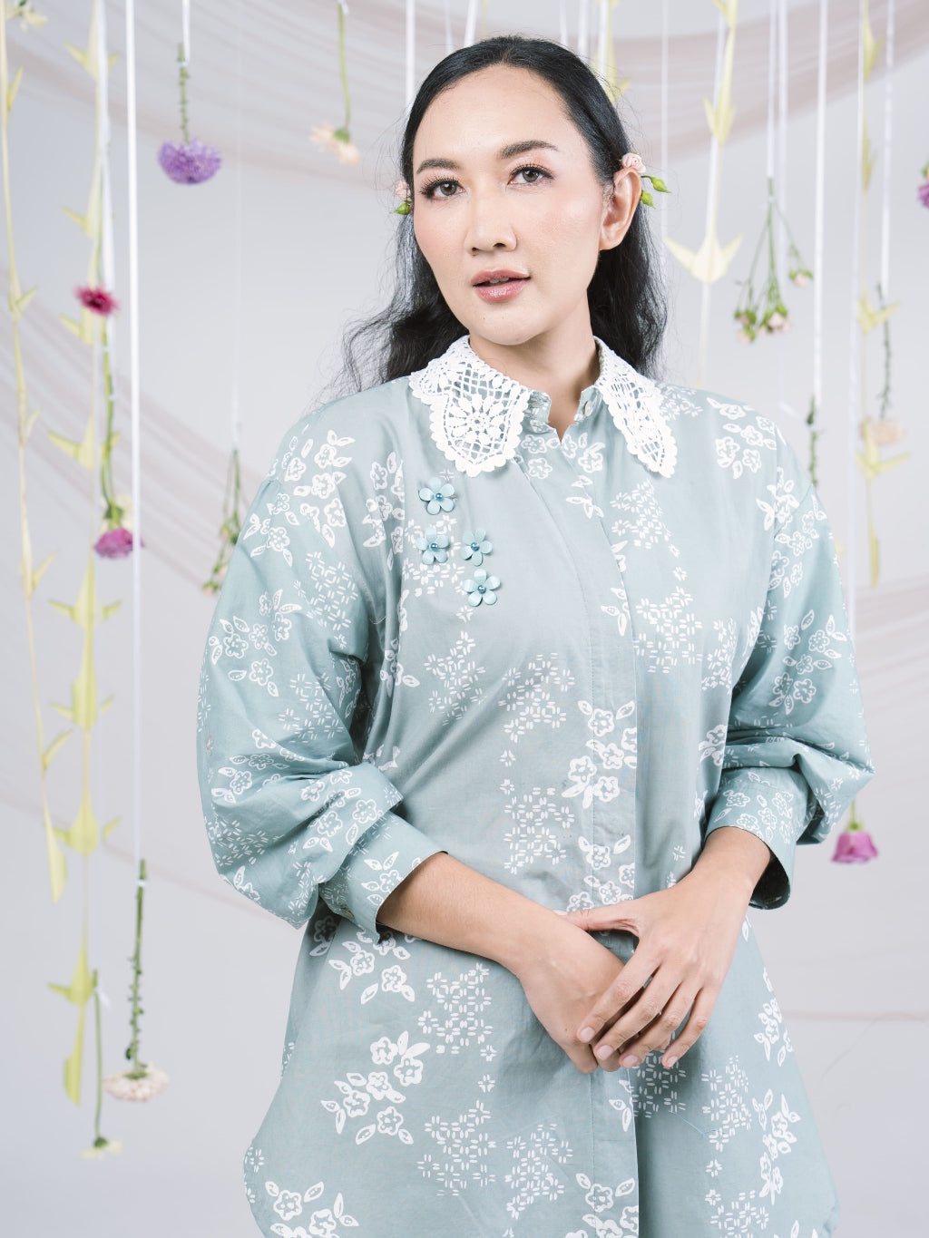 Batik ENOM - Blouse Melori - Batik Cap Bahan Katun - Blouse Lengan Panjang - Labuh Series
