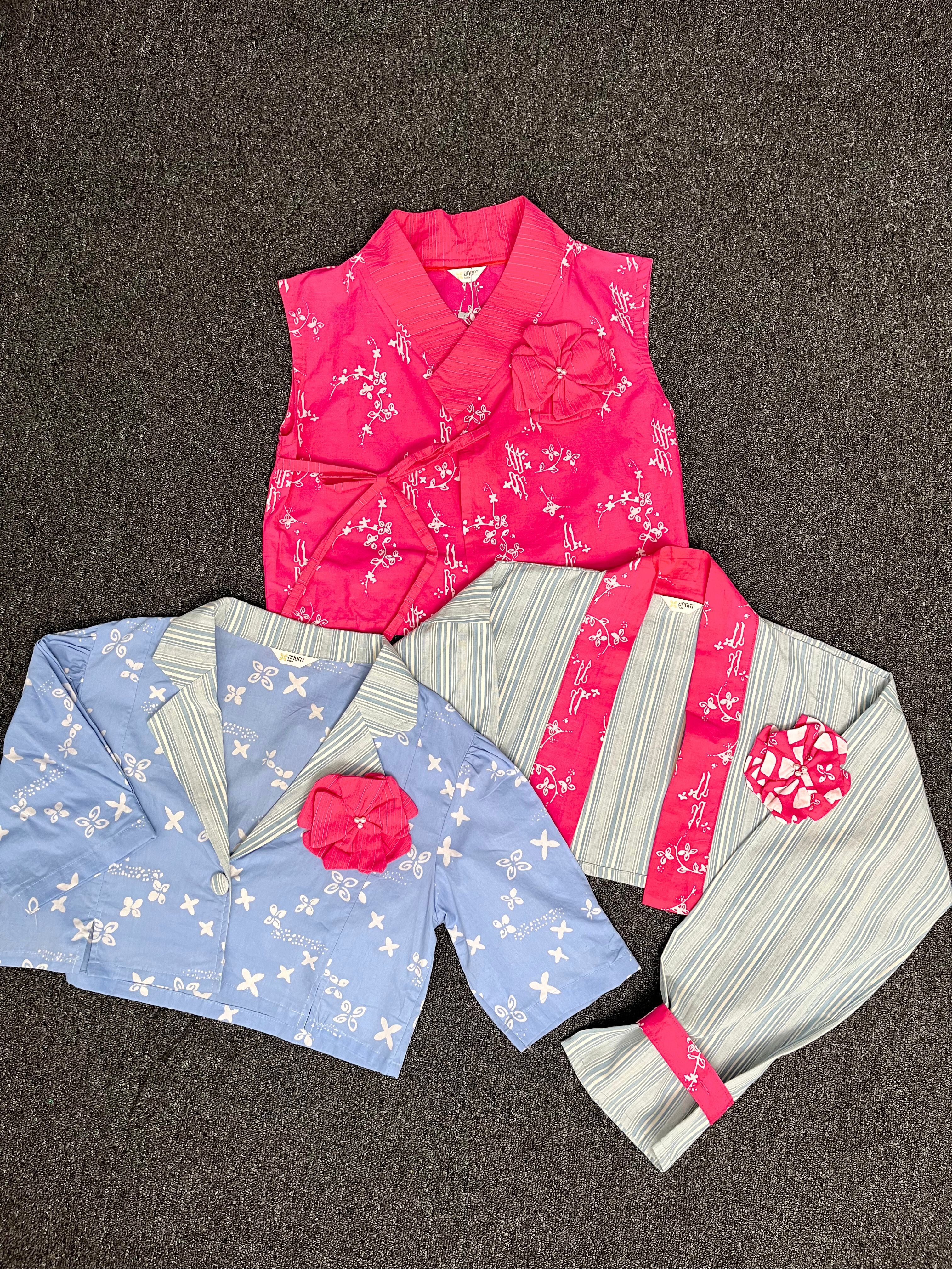 Batik ENOM - Batik Cap Bahan Katun - Batik Set Wanita Modern Lembayung - Lumina - Laras & Rinai - Batik Cap Bahan Katun - Langit Senja Series