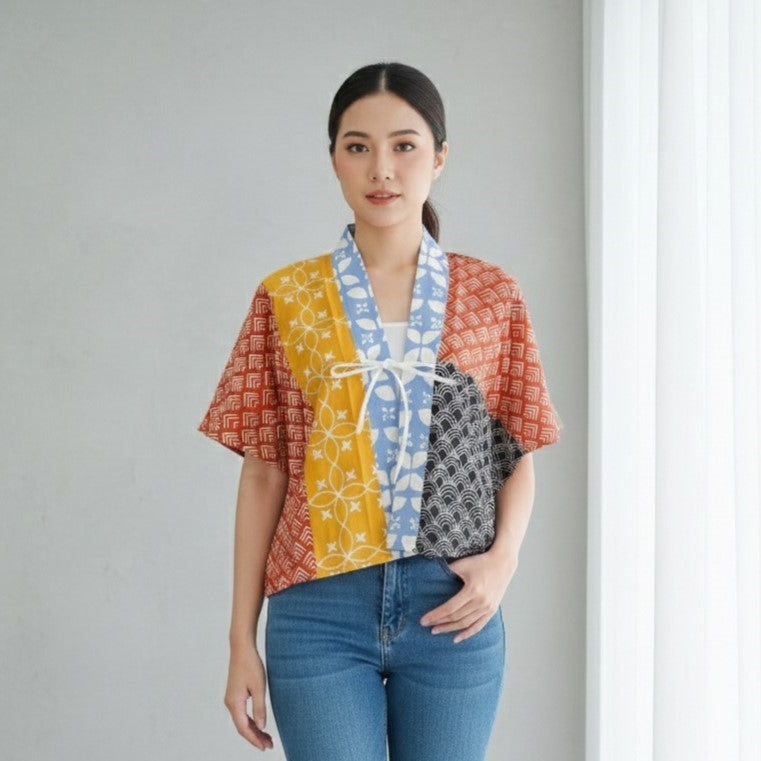 Batik ENOM - Outer Mirae -  Batik Cap Bahan Katun - Ressa  - Outer Batik Modern Wanita - Astacala Series