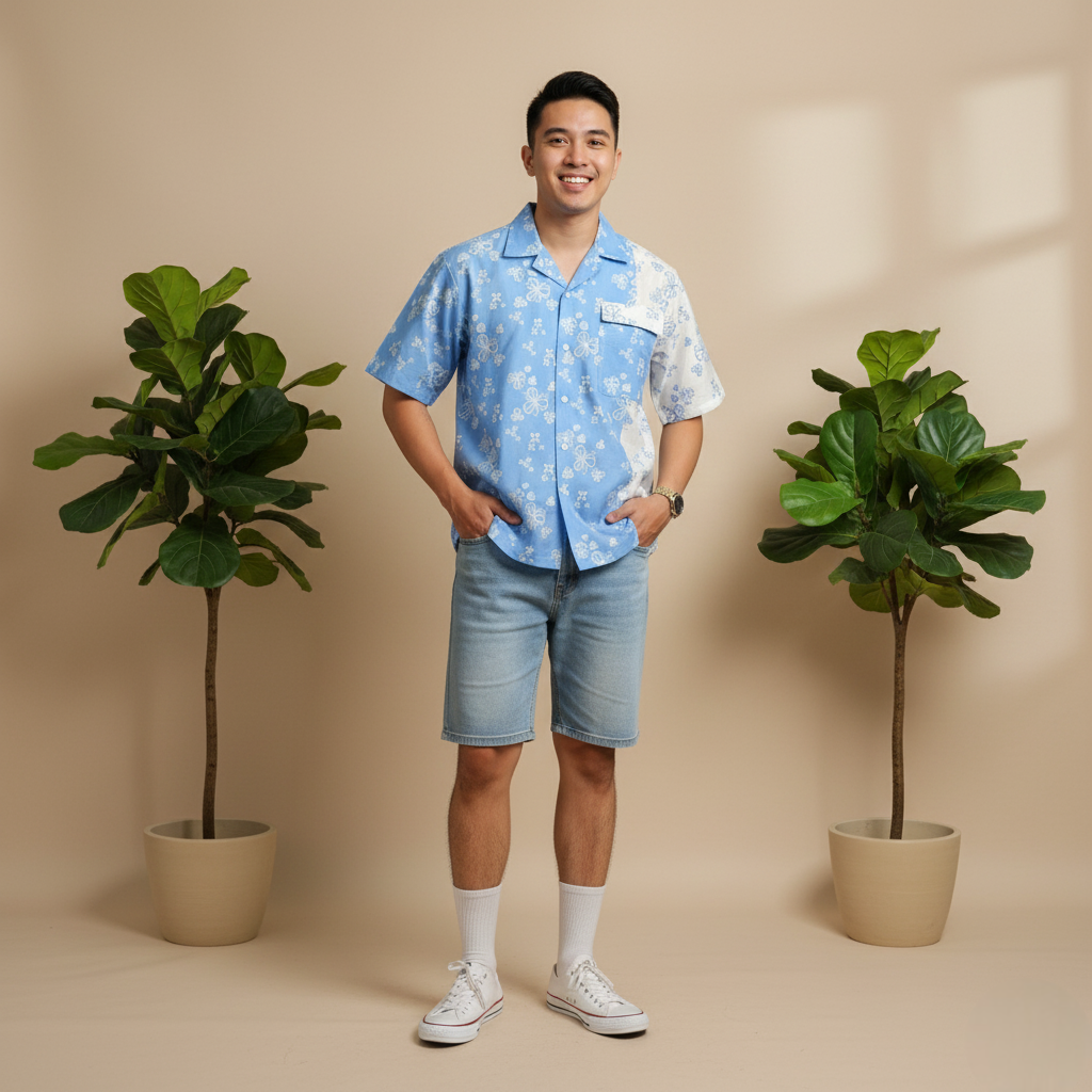 Batik ENOM - Kemeja Megantara Batik Cap Bahan Katun -  Kemeja Batik Pria Lengan Pendek - Rona Bumi Series
