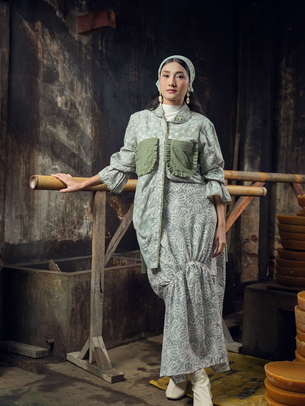 Batik ENOM - Blus Tamira - Rok Jenira - Kemeja Fazza - Batik Cap Bahan Dobby Kombinasi Katun Bordir - Baju Batik Wanita Modern - Kemeja Batik - Raya Mosaic Series