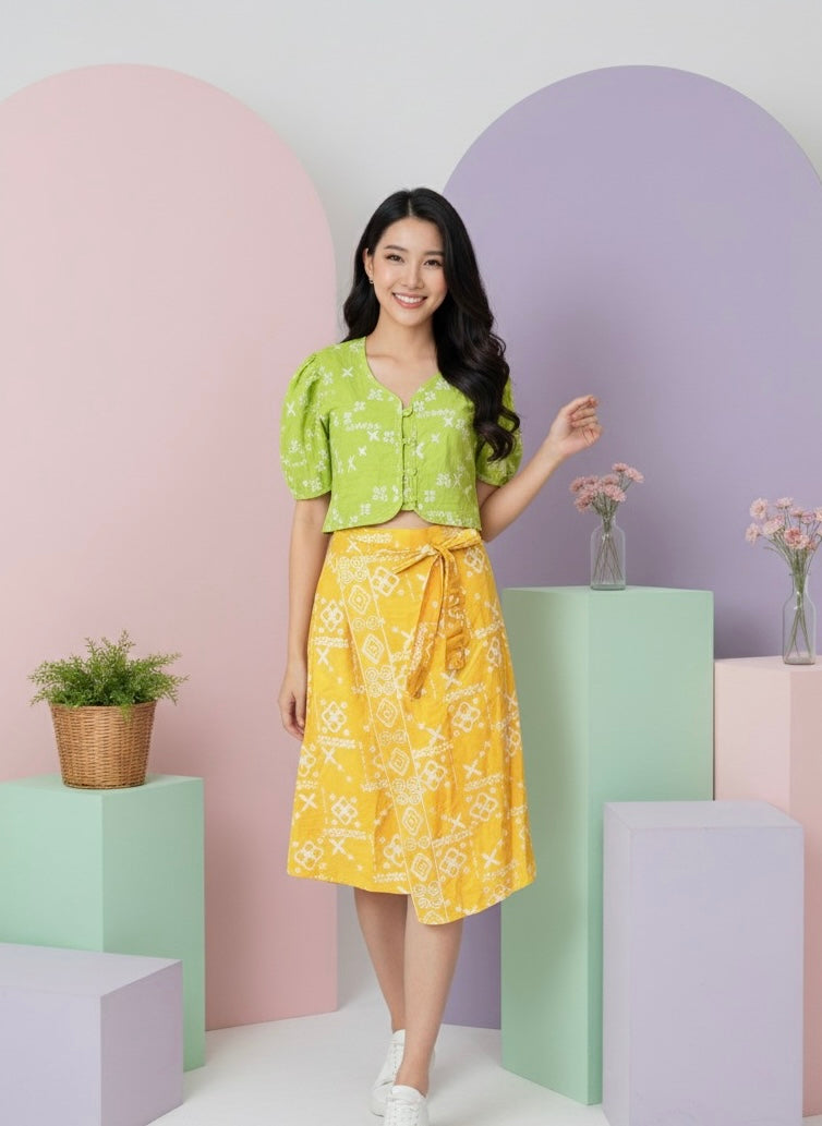 Batik ENOM - Blus Hanna & Rok Vara - Atasan batik wanita - Rok Pendek Bahan Katun