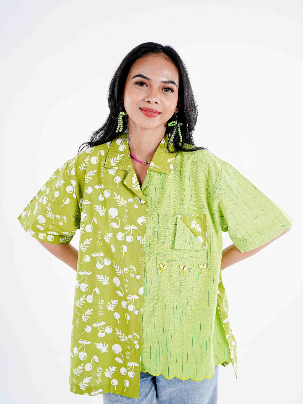 Batik ENOM - Outer Este - Batik Cap Bahan Katun - Outer Batik Wanita Modern - Rasa Tropical Series