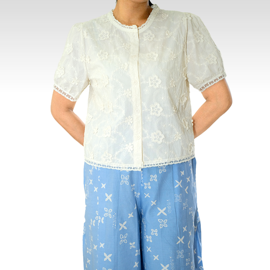 Isyana — Blus Lengan Pendek Semi Puff – Batik ENOM