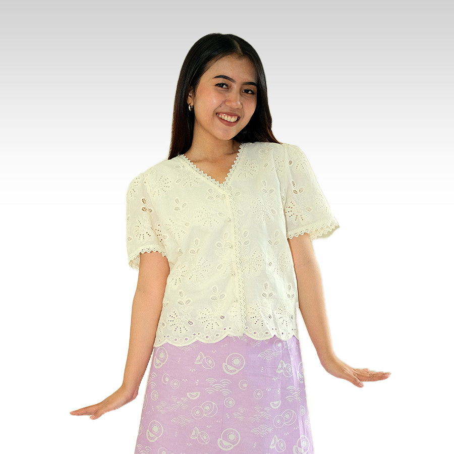 Lunara — Blus Lengan Pendek Semi Puff – Batik ENOM