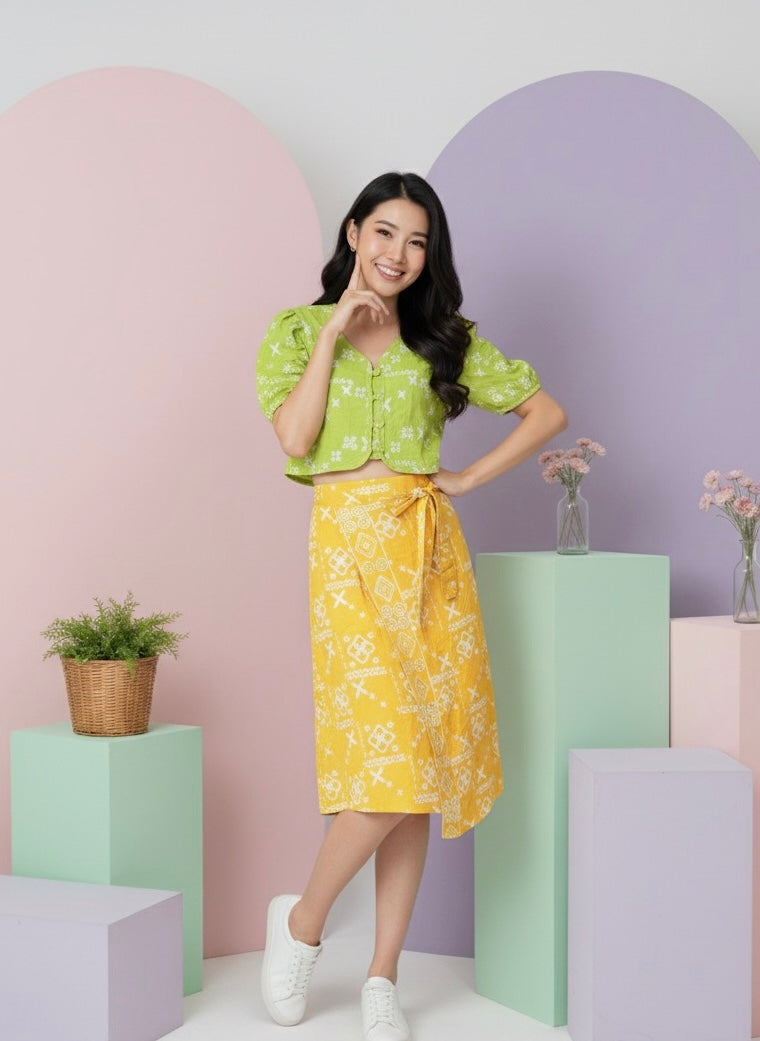 Batik ENOM - Blus Hanna & Rok Vara - Atasan batik wanita - Rok Pendek Bahan Katun