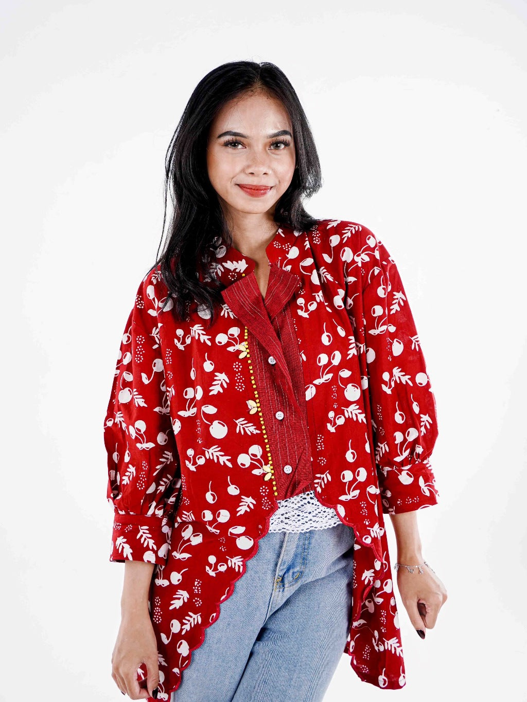Batik ENOM - Blouse Kinara & Kemeja Skala - Batik Cap Bahan Katun - Baju Batik Wanita Modern - Kemeja Batik Pria Lengan Pendek - Rasa Tropical Series