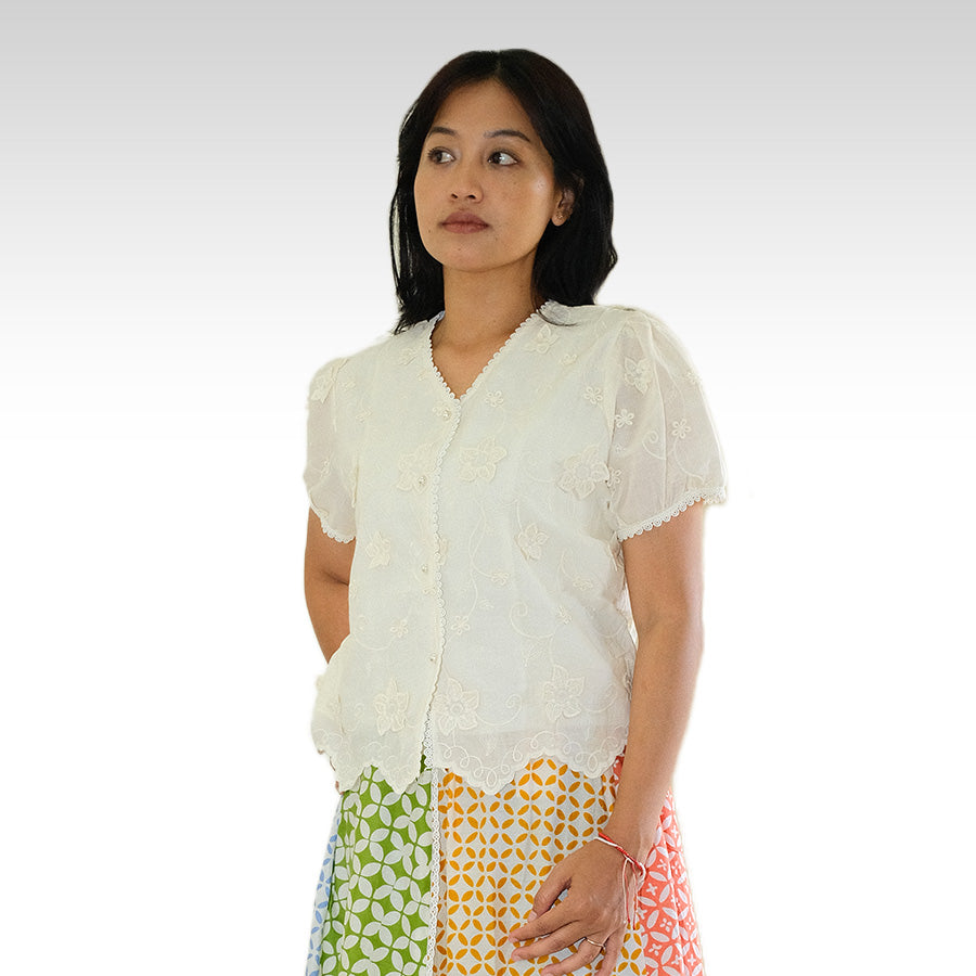 Zyora — Blus Lengan Pendek Semi Puff – Batik ENOM
