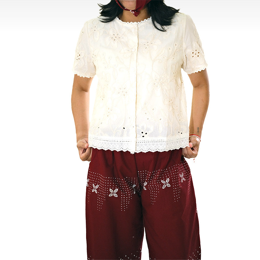 Orlina — Blus Lengan Pendek Semi Puff – Batik ENOM