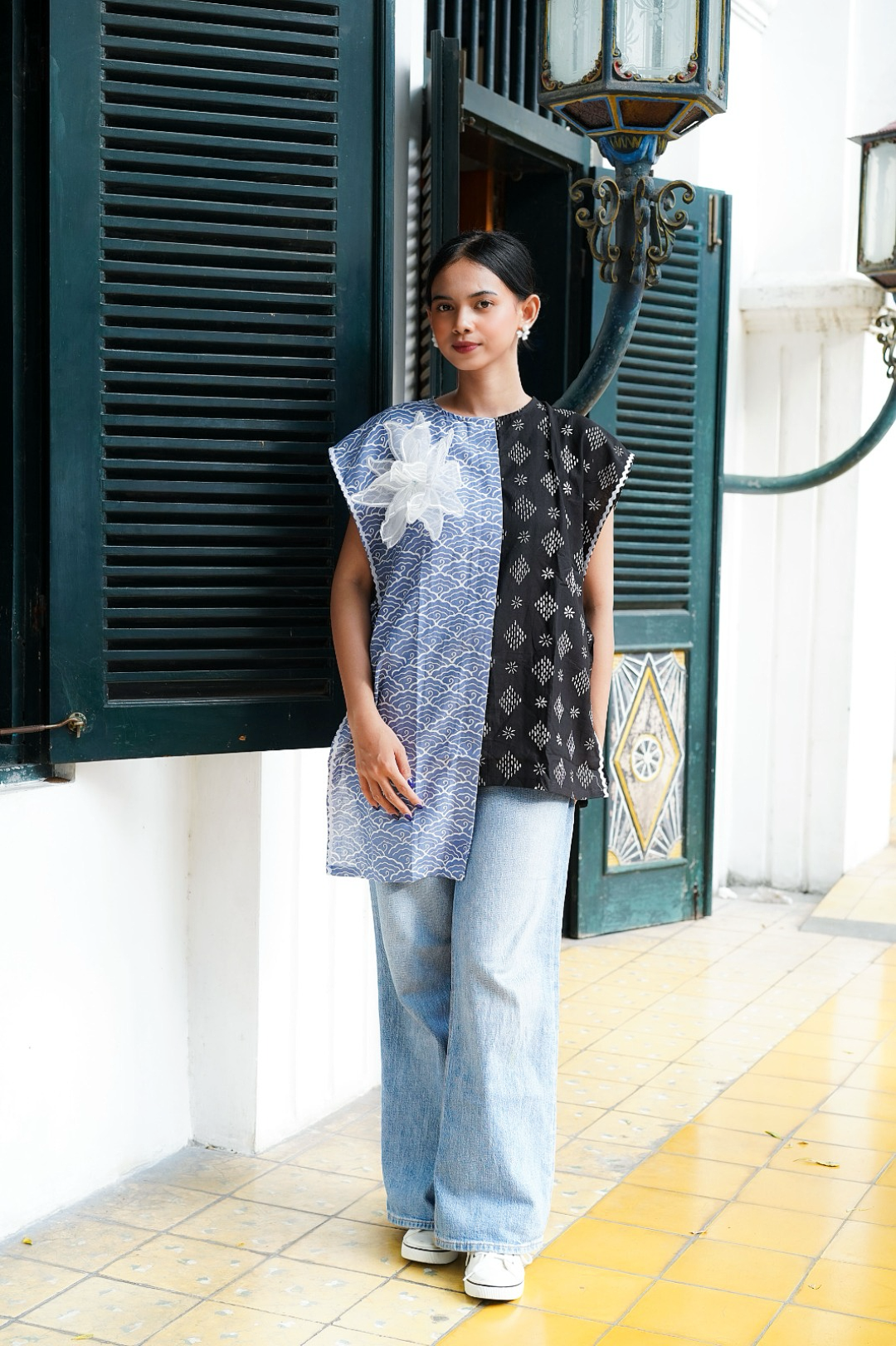 Batik ENOM - Blouse Millie - Batik Cap Bahan Katun - Atasan Batik Wanita Modern - Onyx Series