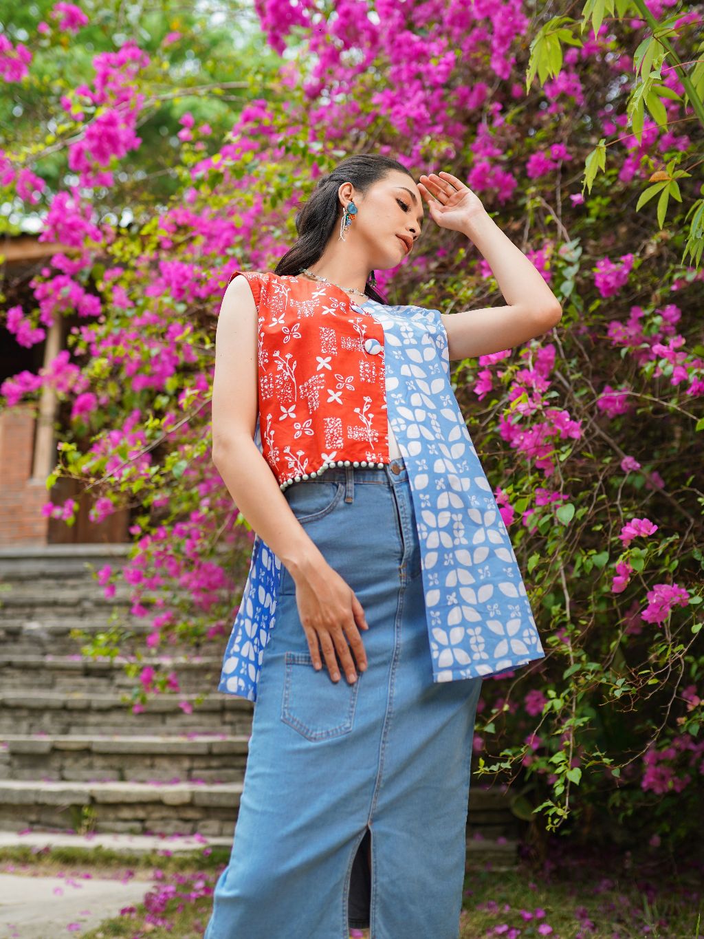 Batik ENOM - Outer Rivera Batik Cap Bahan Katun  - Batik Wanita Modern - Batik Wanita Premium - Saujana Series