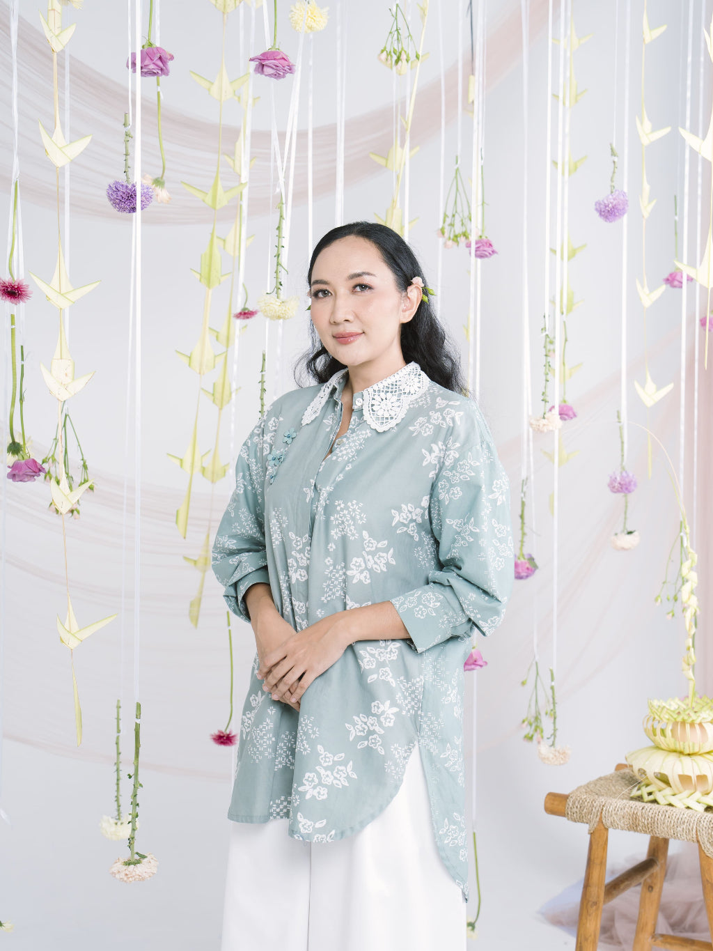 Batik ENOM - Blouse Melori - Batik Cap Bahan Katun - Blouse Lengan Panjang - Labuh Series
