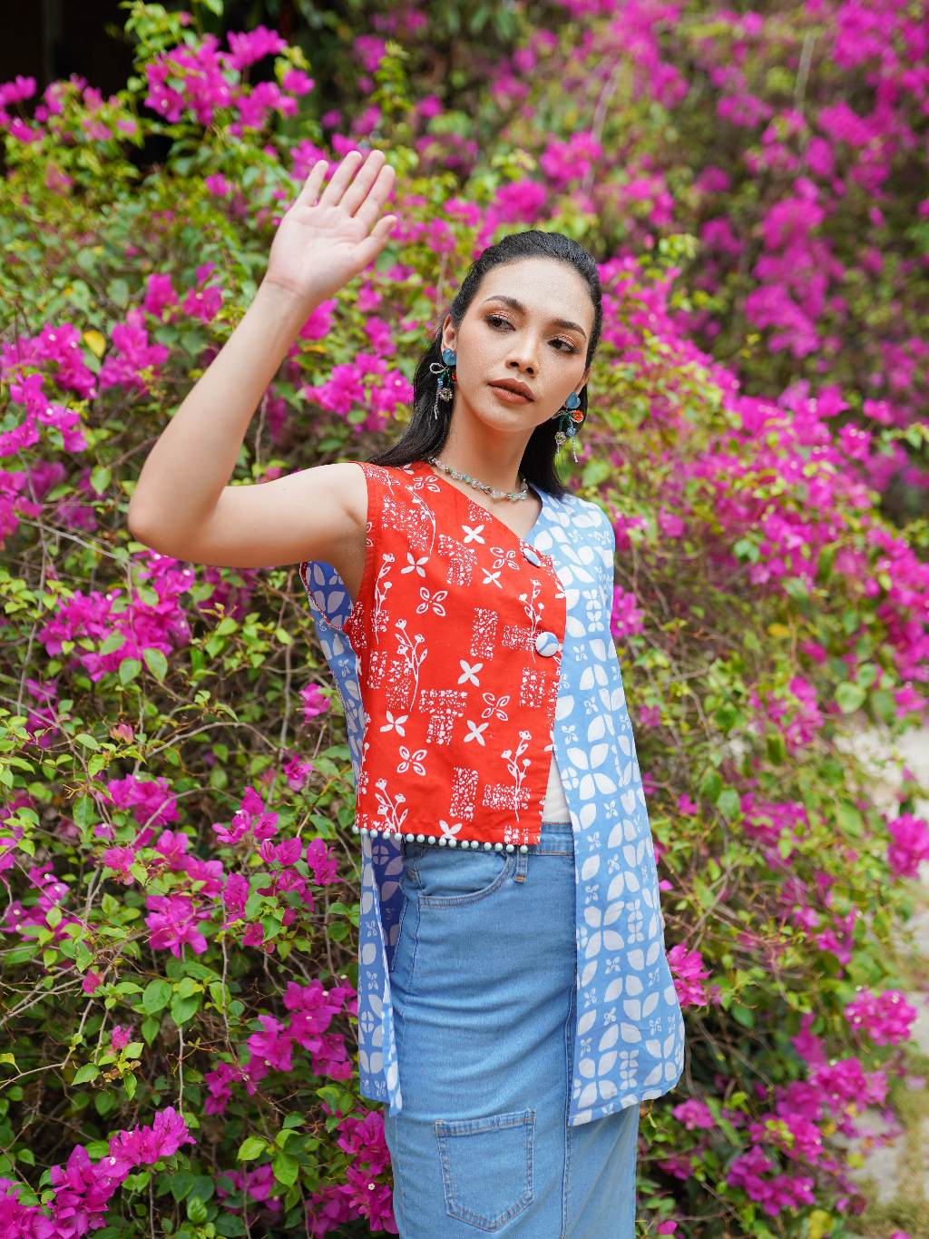 Batik ENOM - Outer Rivera Batik Cap Bahan Katun  - Batik Wanita Modern - Batik Wanita Premium - Saujana Series