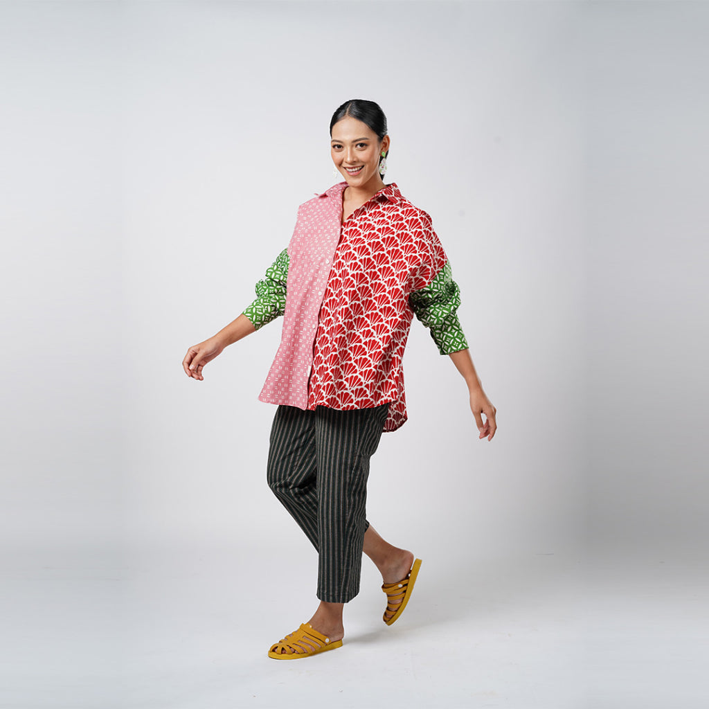 Batik ENOM - Blouse Loli - Batik Cap Bahan Katun - Blouse Batik Wanita Modern - Patchwork Series