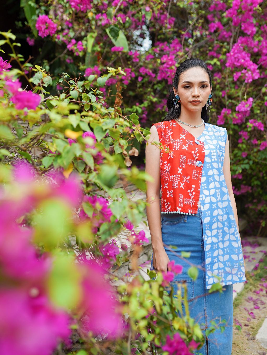 Batik ENOM - Outer Rivera Batik Cap Bahan Katun  - Batik Wanita Modern - Batik Wanita Premium - Saujana Series