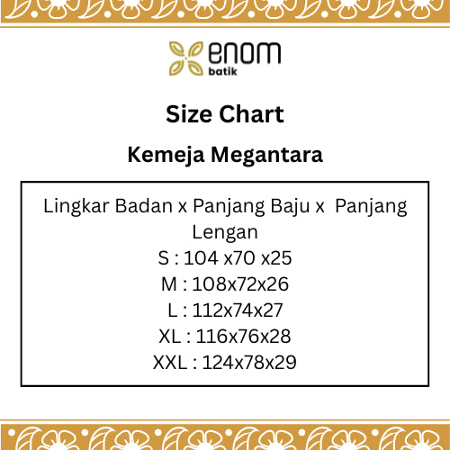 Batik ENOM - Kemeja Megantara Batik Cap Bahan Katun -  Kemeja Batik Pria Lengan Pendek - Rona Bumi Series