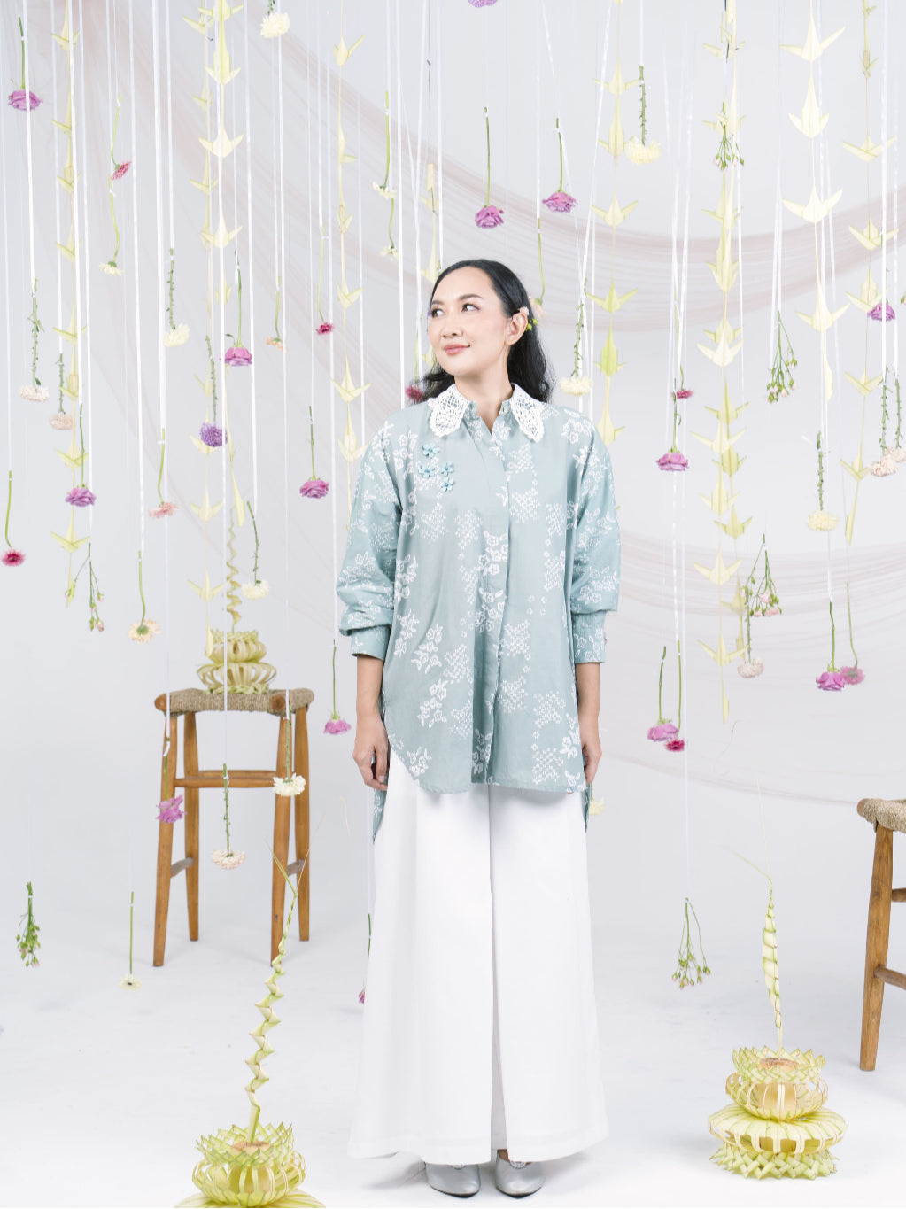 Batik ENOM - Blouse Melori - Batik Cap Bahan Katun - Blouse Lengan Panjang - Labuh Series