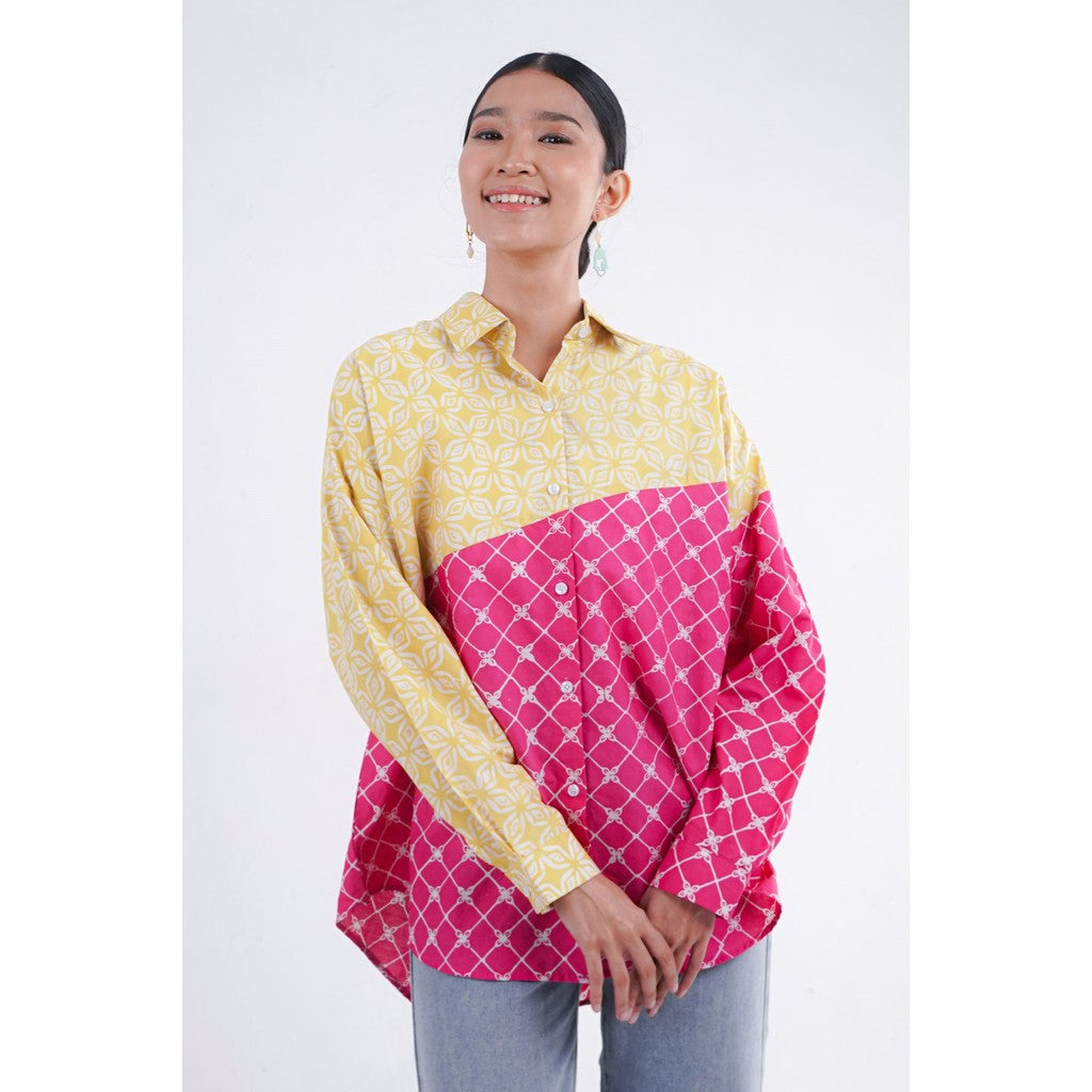 Batik ENOM - Blouse Lidya - Batik Cap Bahan Katun - Sandra - Baju Batik Wanita Modern - Luminara Series
