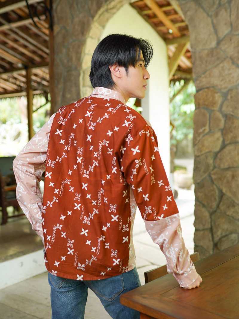 Batik ENOM - Kemeja Arga  Batik Cap Bahan Katun - Kemeja Batik Pria Lengan Panjang Modern - Saujana Series