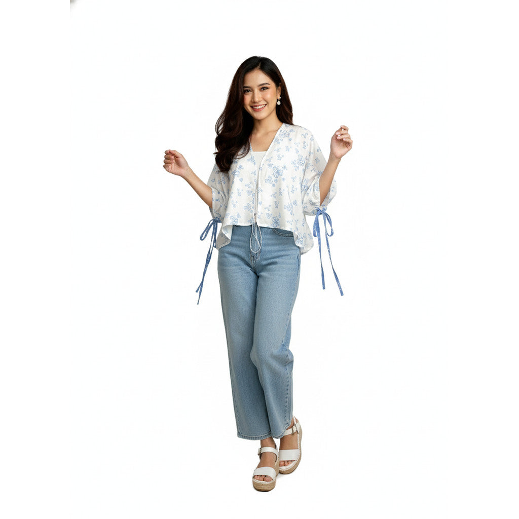 Batik ENOM - Outer Anila - Celana Aeris Batik Cap Bahan Katun - Outer Wanita Lengan Pendek - Celana Batik Wanita Premium - Rona Bumi Series