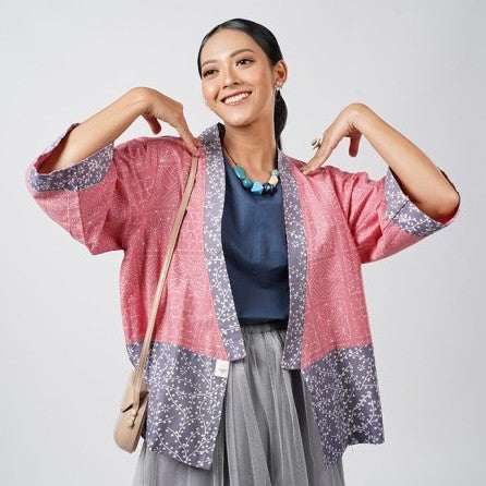 Batik ENOM - Blus Ayuna - Blus Batik Wanita Modern - Outer Batik Modern Lengan Pendek