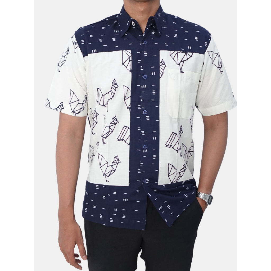 Batik ENOM - Kemeja Eden - Batik Cap Bahan Katun - Kemeja Batik Pria Lengan Pendek Motif Modern Nirankara Series
