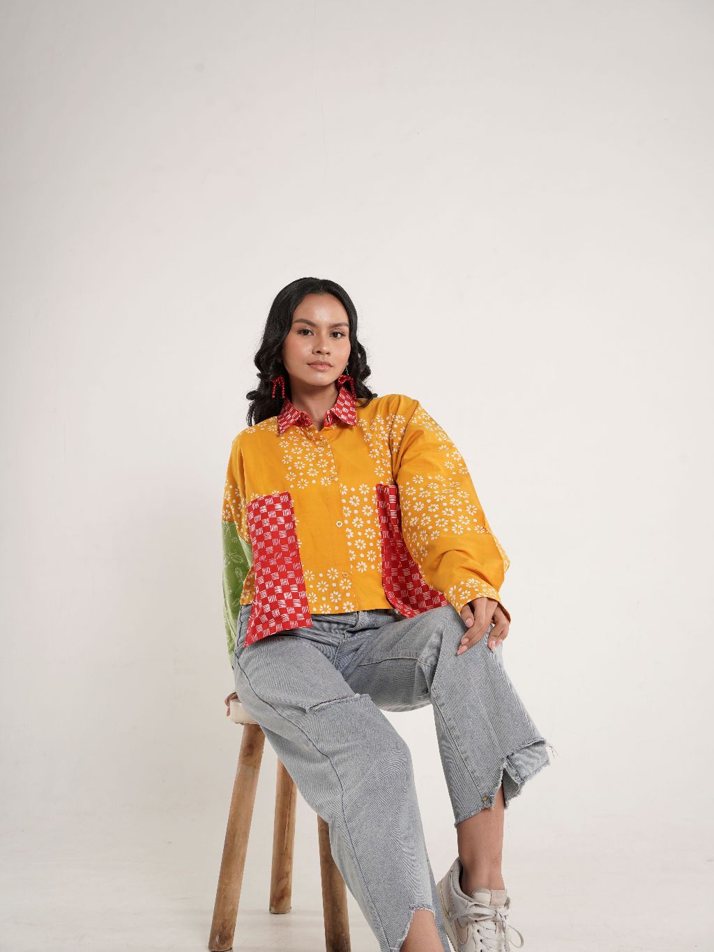 Batik ENOM - Blus Melori - Batik Cap Bahan Katun - Baju Batik Wanita Modern	- Patchwork Menawan Series