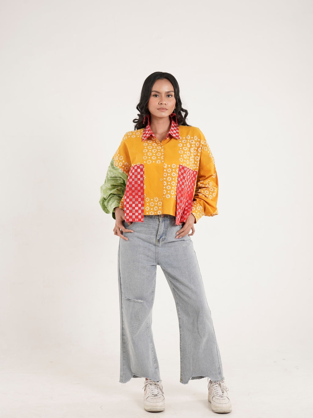 Batik ENOM - Blus Melori - Batik Cap Bahan Katun - Baju Batik Wanita Modern	- Patchwork Menawan Series