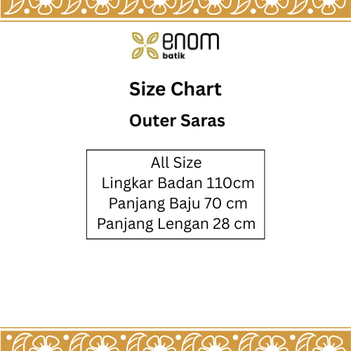 Batik ENOM - Outer Saras Batik Cap Bahan Katun - Outer Wanita Lengan Pendek Saujana Series