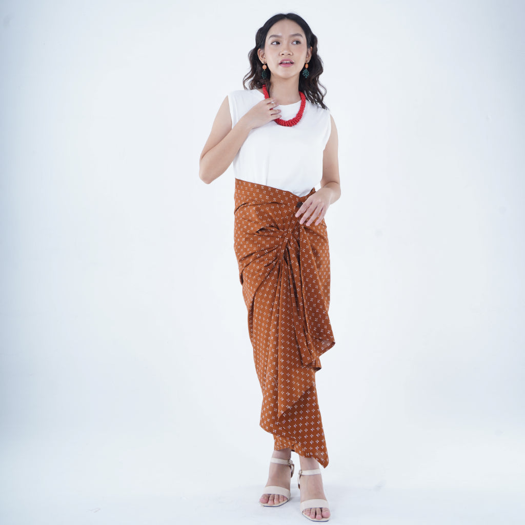 Batik ENOM - Wiru Skirt - Batik Cap Bahan Katun - Rok Lilit Batik Cap Motif Modern - Nirankara Series