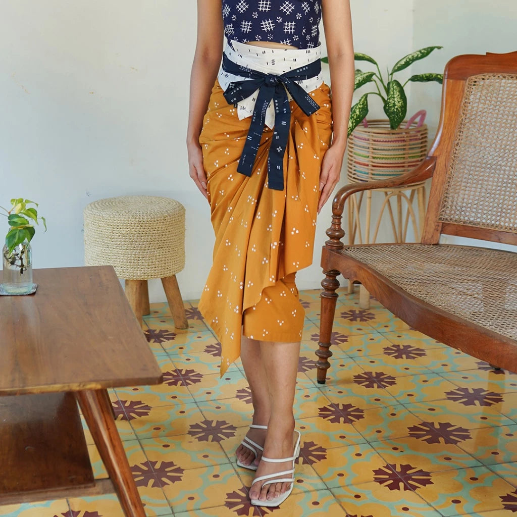Batik ENOM - Wiru Skirt - Batik Cap Bahan Katun - Rok Lilit Batik Cap Motif Modern - Nirankara Series
