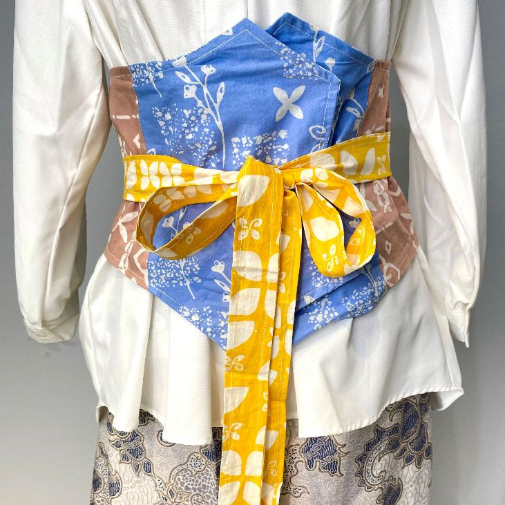 Batik ENOM - Oliv & Mia Batik Cap Bahan Katun - Obi Belt Batik  - Obi Belt Modern Saujana Series