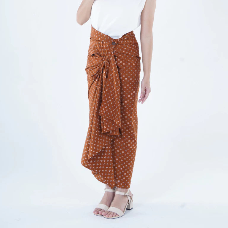 Batik ENOM - Wiru Skirt - Batik Cap Bahan Katun - Rok Lilit Batik Cap Motif Modern - Nirankara Series