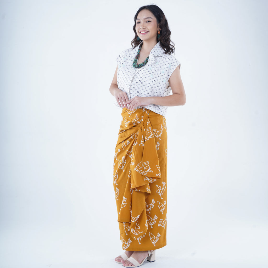 Batik ENOM - Wiru Skirt - Batik Cap Bahan Katun - Rok Lilit Batik Cap Motif Modern - Nirankara Series