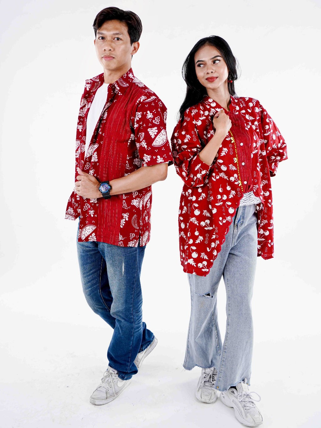 Batik ENOM - Blouse Kinara & Kemeja Skala - Batik Cap Bahan Katun - Baju Batik Wanita Modern - Kemeja Batik Pria Lengan Pendek - Rasa Tropical Series