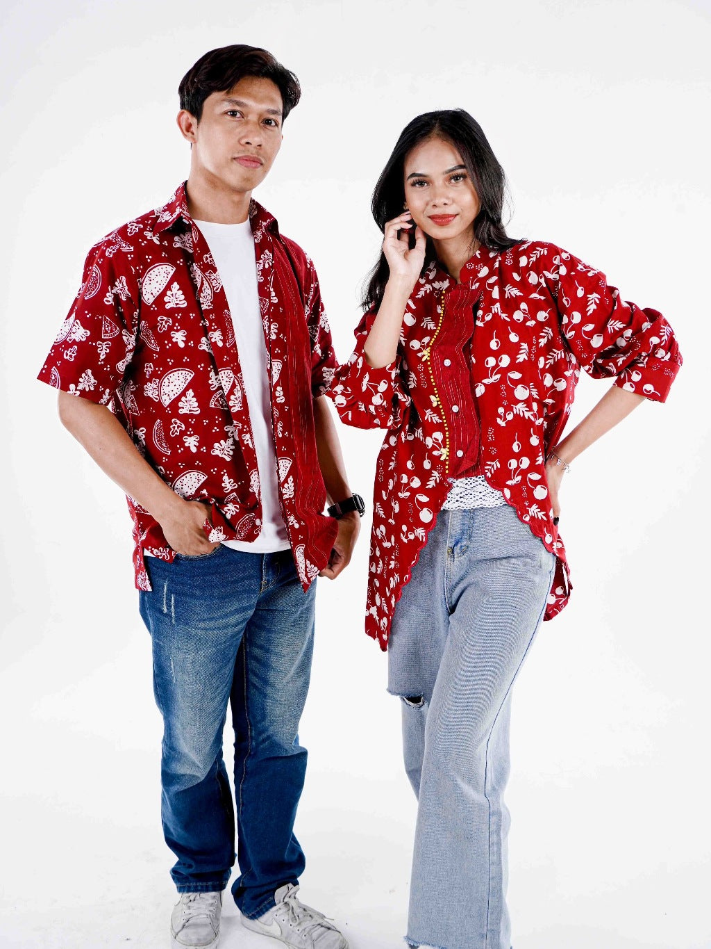 Batik ENOM - Blouse Kinara & Kemeja Skala - Batik Cap Bahan Katun - Baju Batik Wanita Modern - Kemeja Batik Pria Lengan Pendek - Rasa Tropical Series