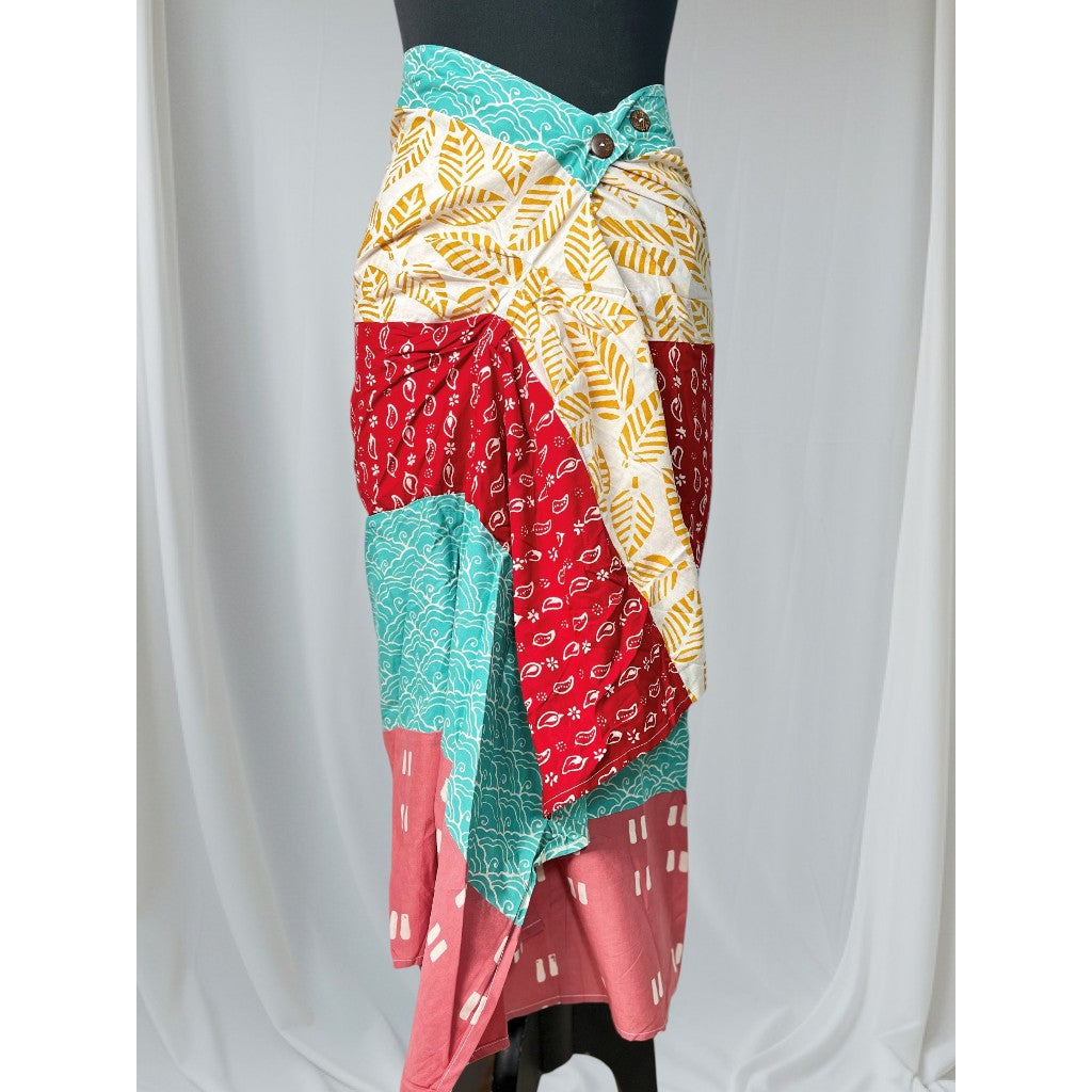 Batik ENOM - Wiru Skirt - Batik Cap Bahan Katun - Rok Lilit Batik Cap Motif Modern - Nirankara Series