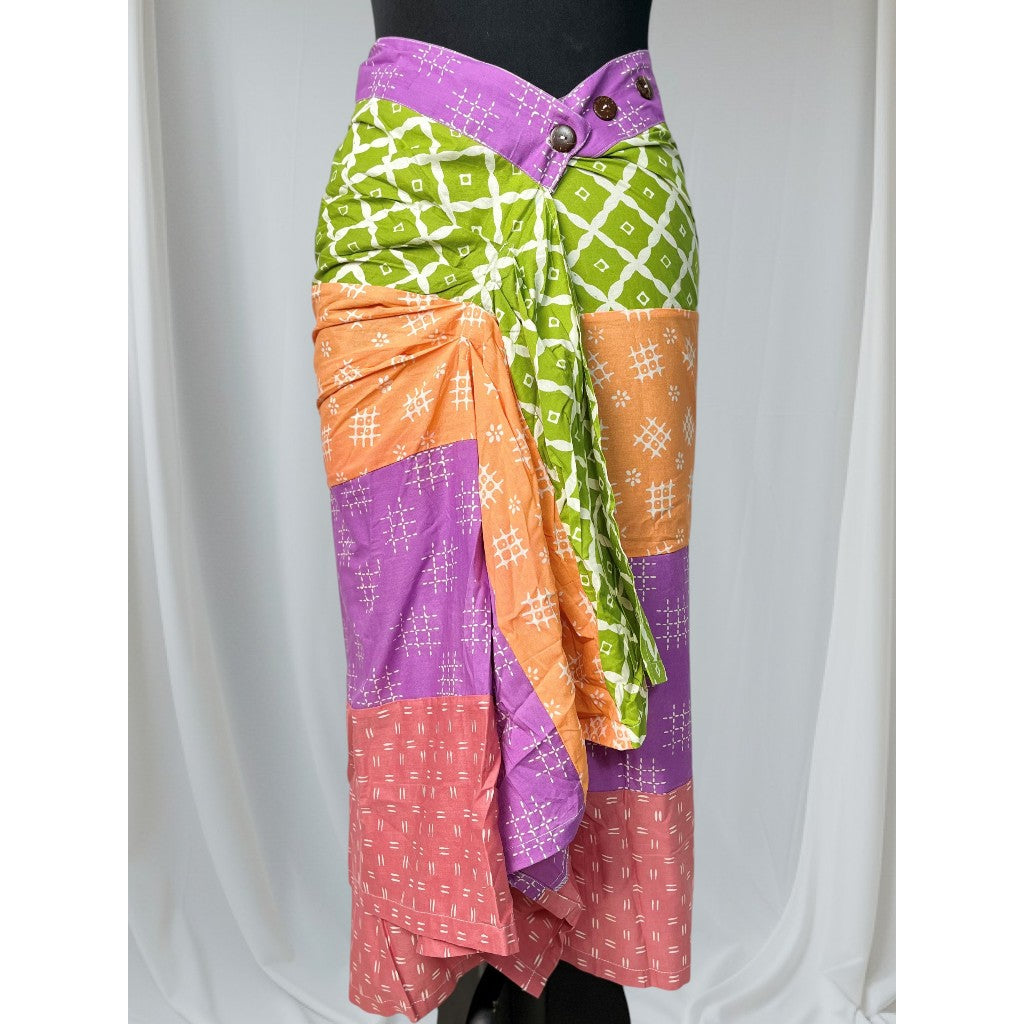 Batik ENOM - Wiru Skirt - Batik Cap Bahan Katun - Rok Lilit Batik Cap Motif Modern - Nirankara Series
