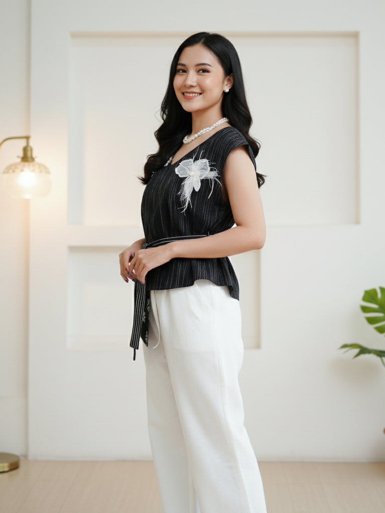 Batik ENOM - Gracia Blouse - Batik Cap Bahan Katun - Baju Batik Wanita Modern - Onyx Series