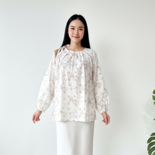 Batik ENOM - Outer Ardhan - Outer Terra - Blouse Lumora Batik Cap Bahan Katun - Outer Wanita Lengan Pendek - Rona Bumi Series