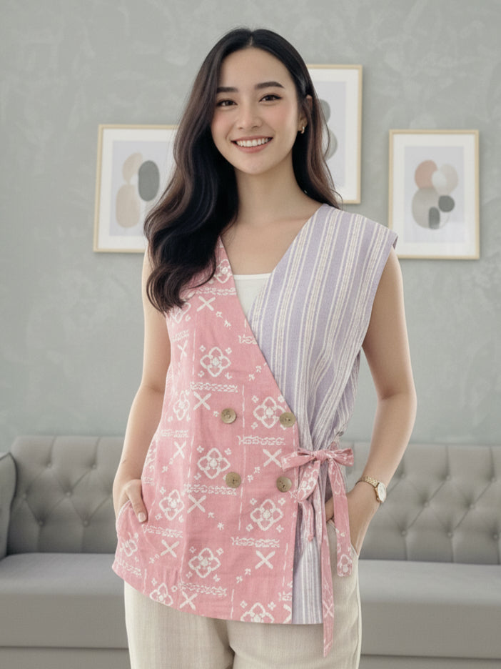 Batik ENOM - Outer Jena - Sheila - Batik Cap Bahan Katun - Outer Batik - Batik Wanita Modern - Patchwork Menawan Series