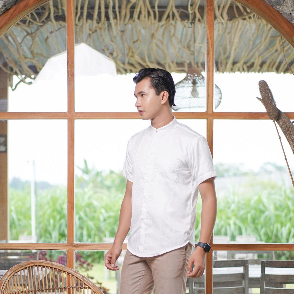 Batik ENOM - Kemeja Roza - Kemeja Bahan Katun Silky - Kemeja Koko - Kemeja Batik Pria Lengan Pendek