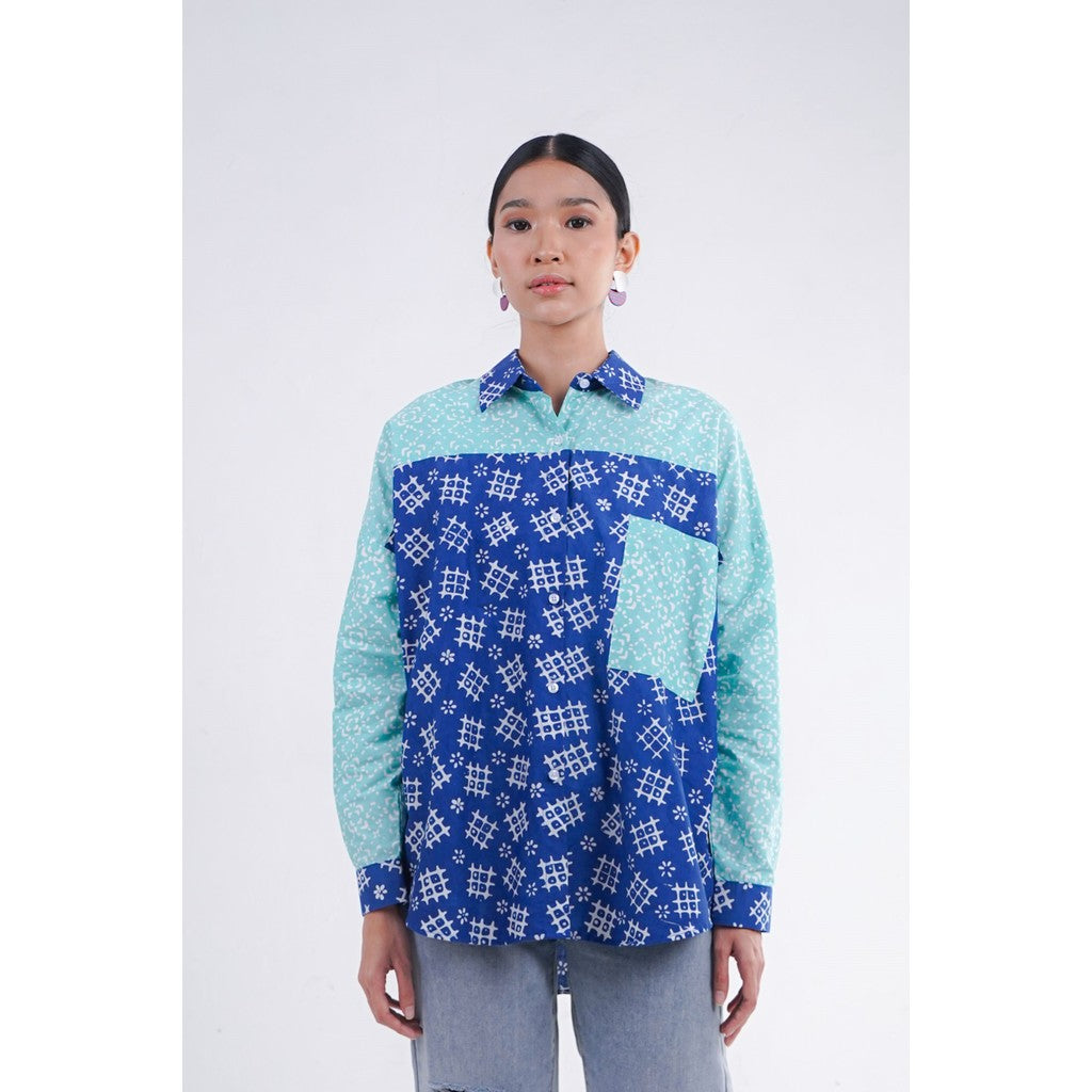 KEMEJA SLIM FIT KOMBINASI CAP LUMINARA ANANDA Z06447