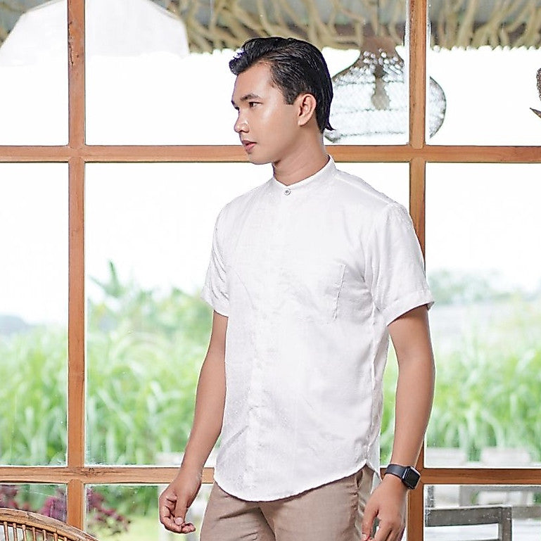Batik ENOM - Kemeja Roza - Kemeja Bahan Katun Silky - Kemeja Koko - Kemeja Batik Pria Lengan Pendek